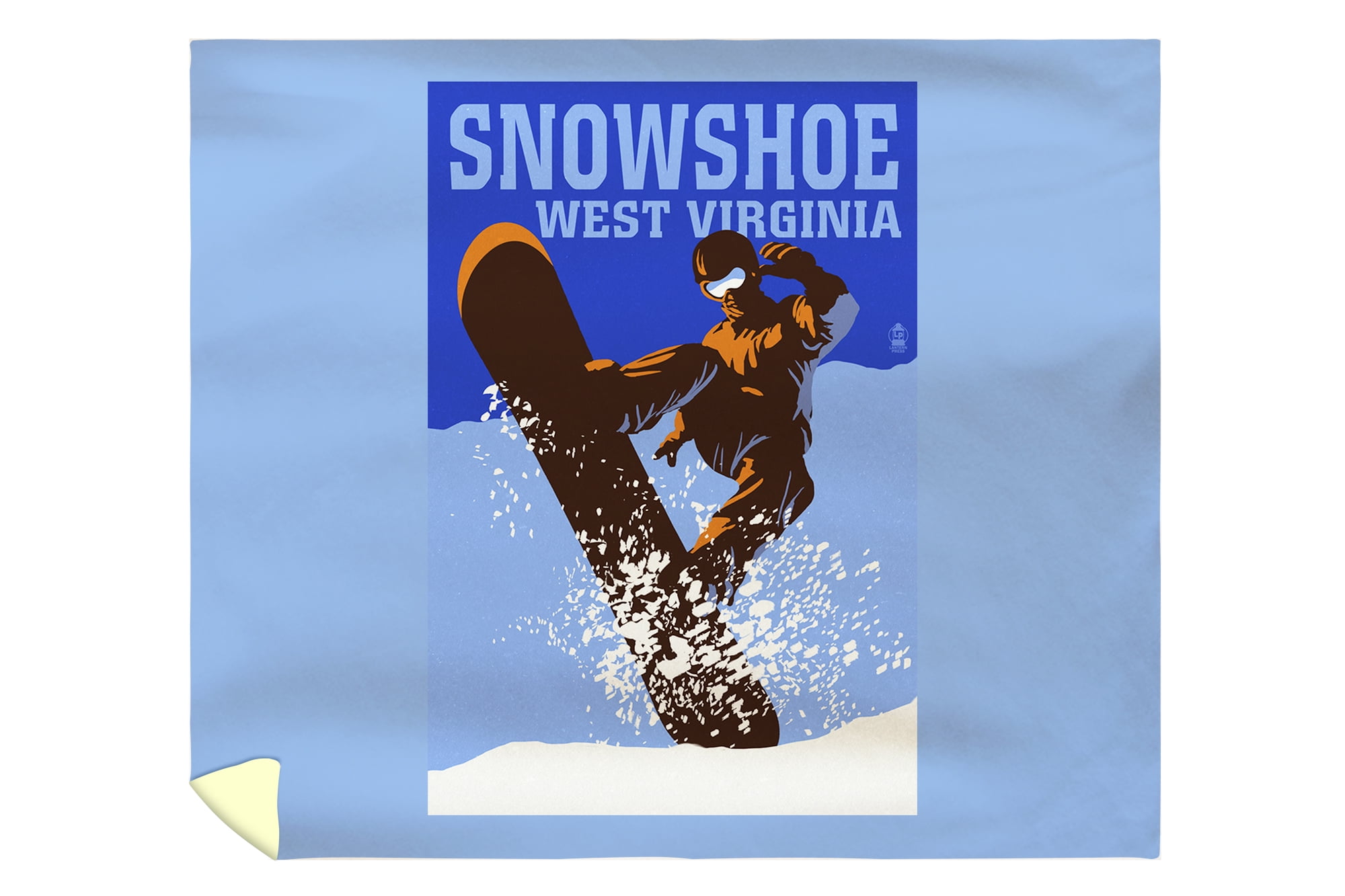 Snowshoe, West Virginia Colorblock Snowboarder Lantern Press Artwork (88x88 Queen Microfiber Duvet Cover) by Lantern Press