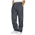 thumbnail image 4 of Dpytoraw Men's Solid Color Drawstring Straight Leg Pants Casual Sports Business Trousers Gray L, 4 of 5