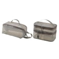 thumbnail image 1 of Organizador de maquillaje de maquillaje de malla 2x con mango, bolsa cosmética de doble capa, bolsa de aseo para picnic, negocios de actividades gris, 1 of 8