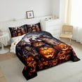thumbnail image 3 of jejeloiu Halloween Spooky Pumpkin Queen Comforter Set,Pet Animal Cat Bedding Sets,Orange Maples Leaves Bedding Comforter Set,Ultra Soft Home Decor Reversible,3 Pieces, 3 of 8