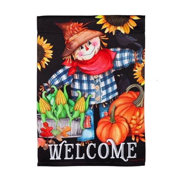Harvest Scarecrow Garden Flag 2 Sided Welcome
