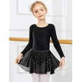 thumbnail image 3 of Oudiya Girls Ballet Leotards Long Sleeve Criss Cross Back Toddler Dance Outfits Leotard with Removable Shinny Skirt Combo 3-11Y, 3 of 8
