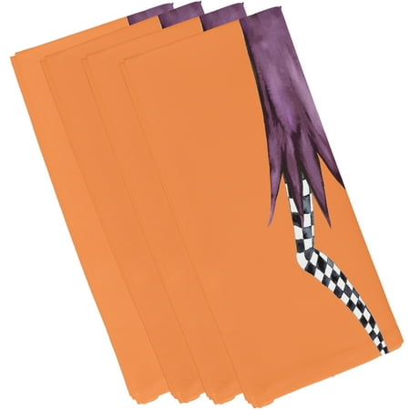 Simply Daisy Esmerelda 19 Inch Orange Halloween Print Napkin (Set of 4)