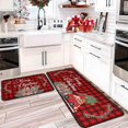 thumbnail image 5 of Christmas Kitchen Rugs and Mats Set of 2 Kitchen Floor Mat Non-Slip Backing Xmas Decorative Washable Runner Rug 17"x47.2"+17"x30" Merry Christmas Decorations for Home, 5 of 6