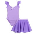 thumbnail image 6 of MSemis Kids Girls 2 Piece Ballet Dance Ruffles Sleeve Gymnastics Leotard with Wrap Skirts, 6 of 7