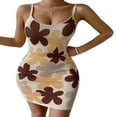 thumbnail image 1 of Robe Tricotée Sans Manches pour Femmes, Mini Robe Moulante à Fleurs pour Fête, Cocktail, Plage, 1 of 5
