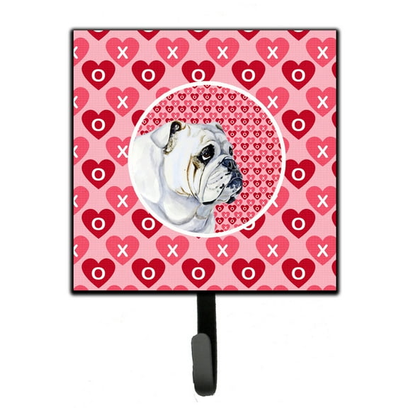 Carolines Treasures LH9139SH4 Bulldog English Hearts Love Valentines Day Leash or Key Holder Single Hook multicolor