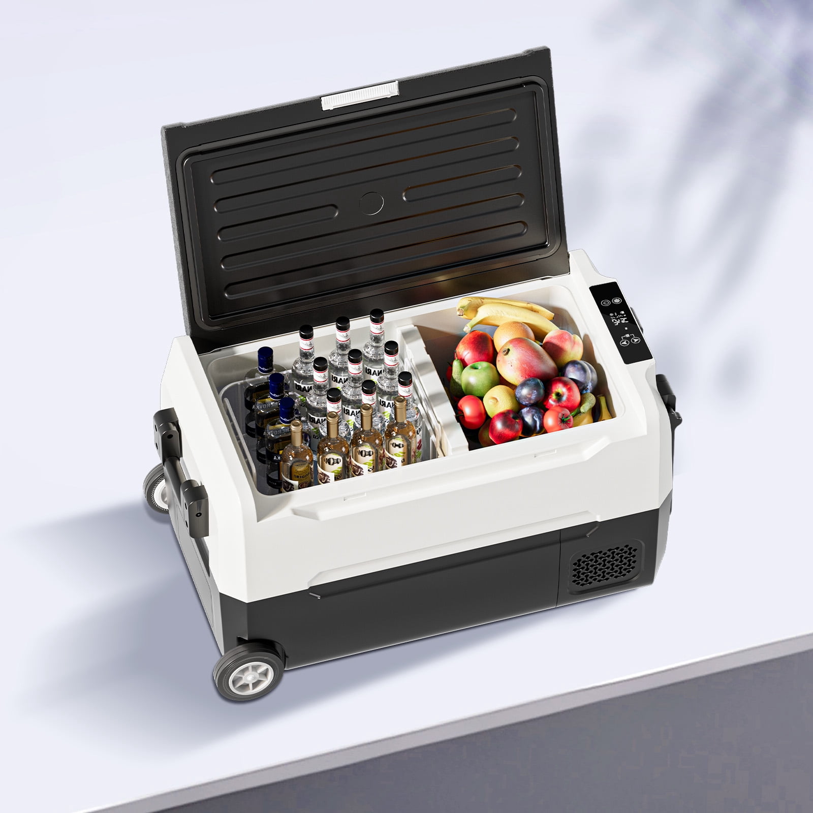 DISHUP 12V Portable Car Refrigerator, 38QT(35L) Electric Cooler with Dual Zone,DC & AC,Ideal for RV, Camping, Travel, Truck