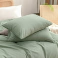 thumbnail image 2 of BESTOUCH 100% Washed Cotton Pillowcase for Hair and Skin Linen Feel Soft Comfortable Breathable 2 Set Pillow Case with Envelope Closure Solid Green Standard 20x26 Inches, 2 of 6