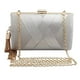 thumbnail image 4 of Bolso de Noche Hugo Elegante con Borla de Seda Plata para Mujer, 4 of 6