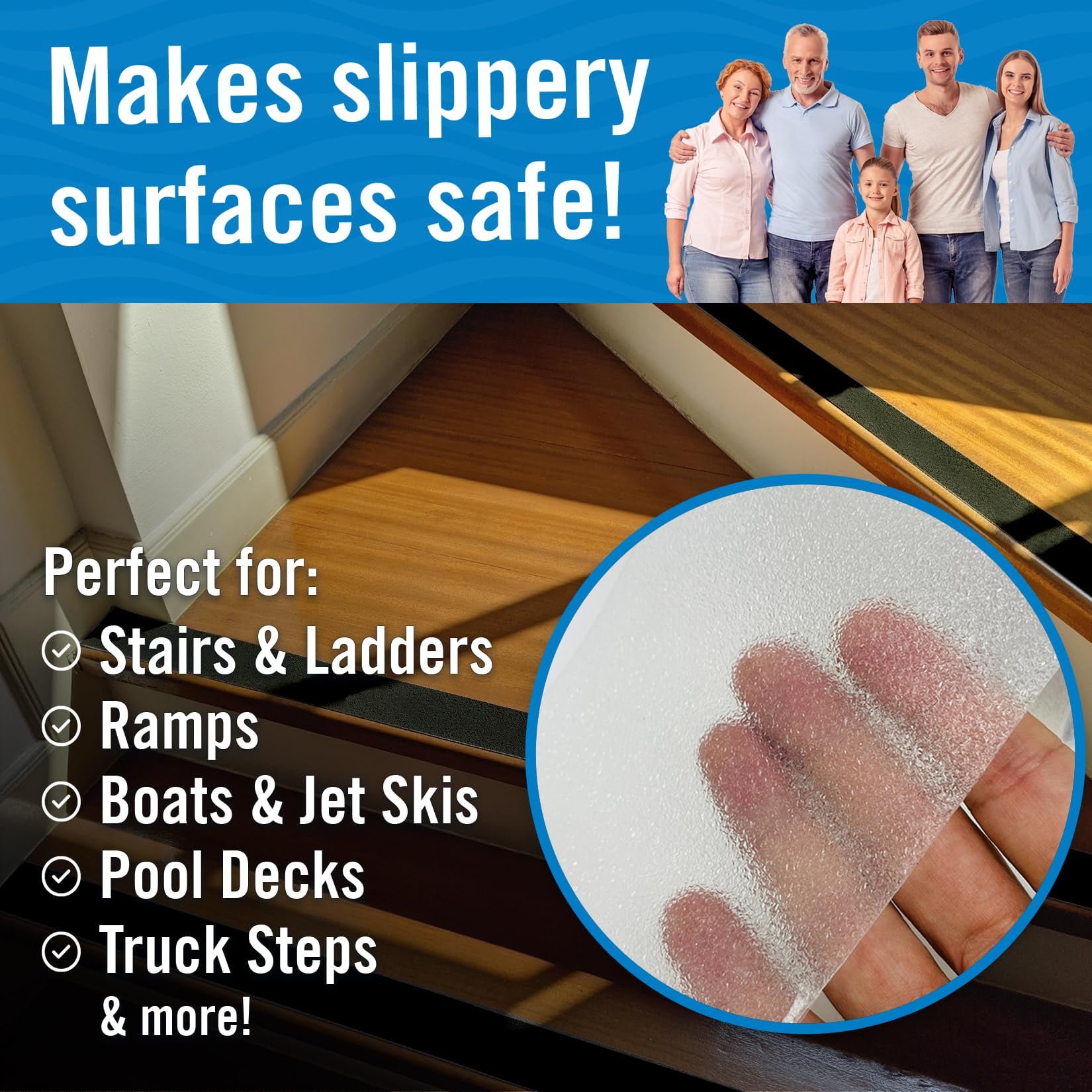 Better Boat Clear Anti-Slip Grip Tape, PEVA Non-Skid Adhesive for Outdoor Stairs, 4-in x 40ft