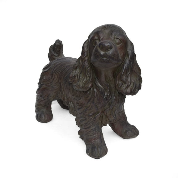 GDF Studio Messiah Outdoor Cast Stone Cocker Spaniel Dog Garden Statue, Brown