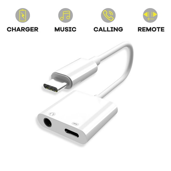Elegant Choise Type C to 3.5mm AUX Audio Jack Headphone Charger Adapter for iPhone iPad Samsung, White