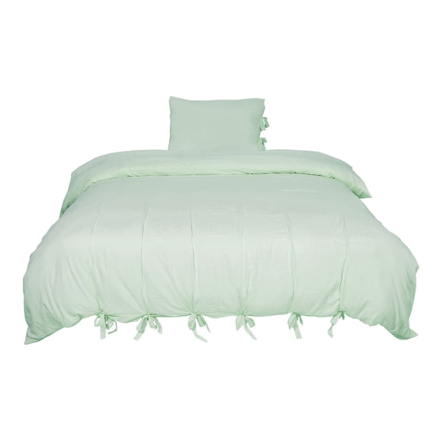 Unique Bargains Duvet Cover Set Washed Microfiber Bedding 2 Piece Set with Pillowcase Twin