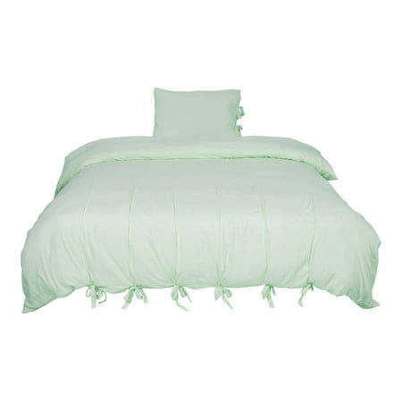 Washed Cotton Bedding Set Comforter Duvet Cover Pillowcase Green