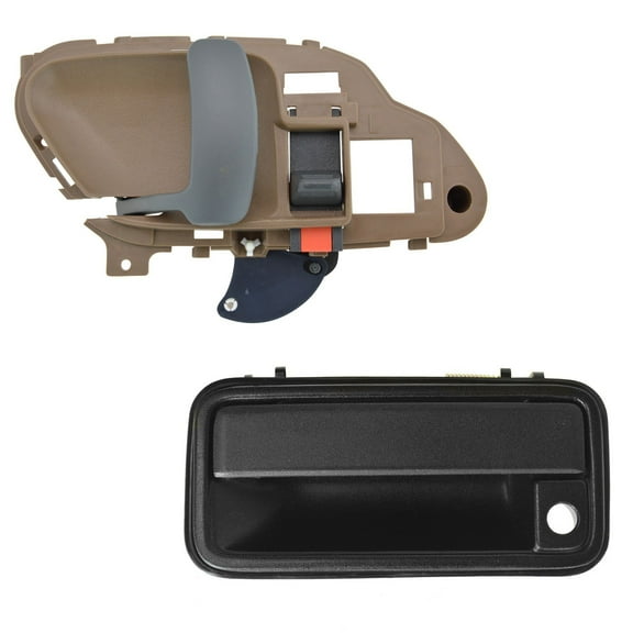 TRQ Door Handle Black Outside Tan Inside Driver Side for Chevy GMC Pickup SUV DHA34760