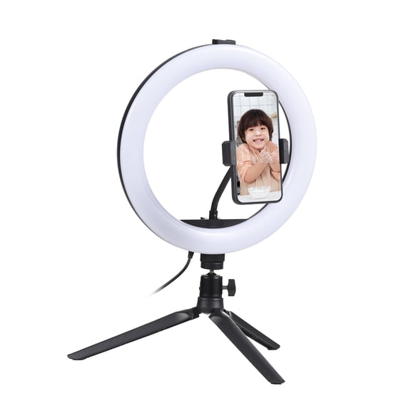 Usb 10 Inch LED Ring Light Video Conference Lighting 3 Lighting Modes 11 Levels Adjustable Brightness USB Powered With Desktop Tripod   Flexible Phone Holder   Ballhead Adapter For
