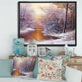 thumbnail image 2 of Designart 'Christmas Forest With Trees and River II' Traditional Framed Canvas Wall Art Print, 2 of 5