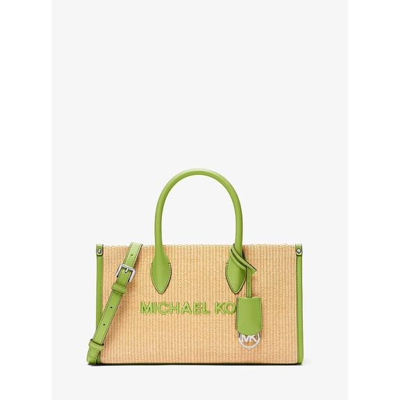 Michael Kors Outlet Mirella Medium Woven Satchel - Lime
