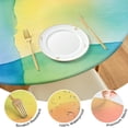 thumbnail image 4 of Colorful Watercolor Stripe Pattern Round Fitted Tablecloth with Elastic Edge,Dining Table Cover Waterproof,Outdoor Round Tablecloth for Camping,Dining,Indoor and Outdoor, 4 of 7