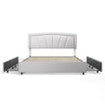 thumbnail image 5 of BONSOIR Queen Size Storage Bed Frame Upholstered Low Profile Traditional Platform with Tufted and Nail Headboard/No Box Spring Needed/4 Pull Out Drawers/Light Grey Linen Fabric (Queen Size), 5 of 9