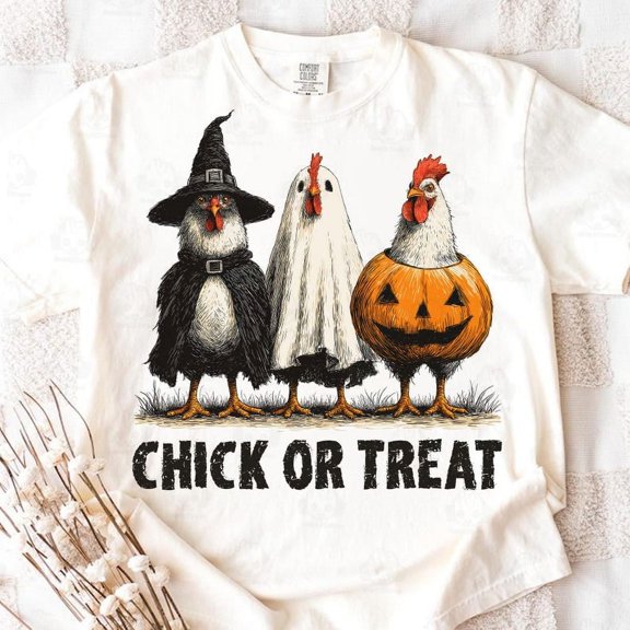 Retro Halloween Chicken Shirt, Chick or Treat Tee, Funny Spooky Chicken Shirt, Trendy Pumpkin Fall Shirt, Cute Halloween Spooky Season Shirt