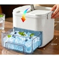 thumbnail image 7 of IPEWLEX Ice Cube Storage Container with Drawer & Scoop – Press-Lid Ice Mold Tray Bin with Slide-Out Drawer for Kitchen, Home, Parties & Chilled Beverages, 7 of 7