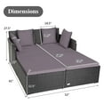 thumbnail image 2 of Gymax Causeuse-Lit de Jour en Rotin pour Patio, Canapé de Cour Extérieur avec Coussins et Oreillers Rouges, 2 of 10