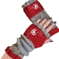 thumbnail image 5 of Umfun Women's Fingerless Knit Gloves with Embroidery Warm Half Finger Hand Warmer Cozy Textured Winter Mittens for Typing Driving Daily Casual Wear, 5 of 8
