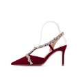 thumbnail image 1 of 2024 principios de primavera Baotou sandalias de diamantes de imitación correa femenina Stiletto estilo de hadas tacones altos zapatos de boda rojos-6cm 35, 1 of 5