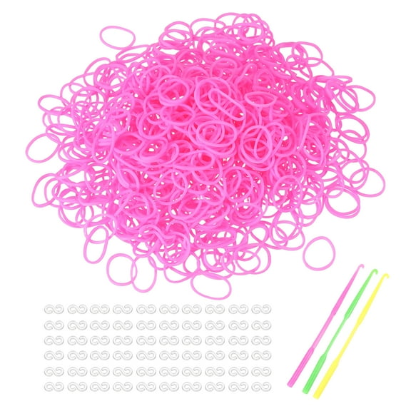 Uxcell 1800 Pcs Loom Rubber Bands Kit with 75 Pcs S-Clips 3-Hooks Pink