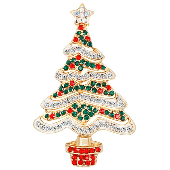 1PC Christmas Tree Brooch Rhinestone Breastpin Decoration Costume Accessories