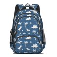 thumbnail image 2 of Dinosaur and Palm Navy Blue Pattern Cute School Backpack Bag with Padded Back and Adjustable Shoulder Straps 16.9 X 12.6 X 5.9 Inches, 2 of 5