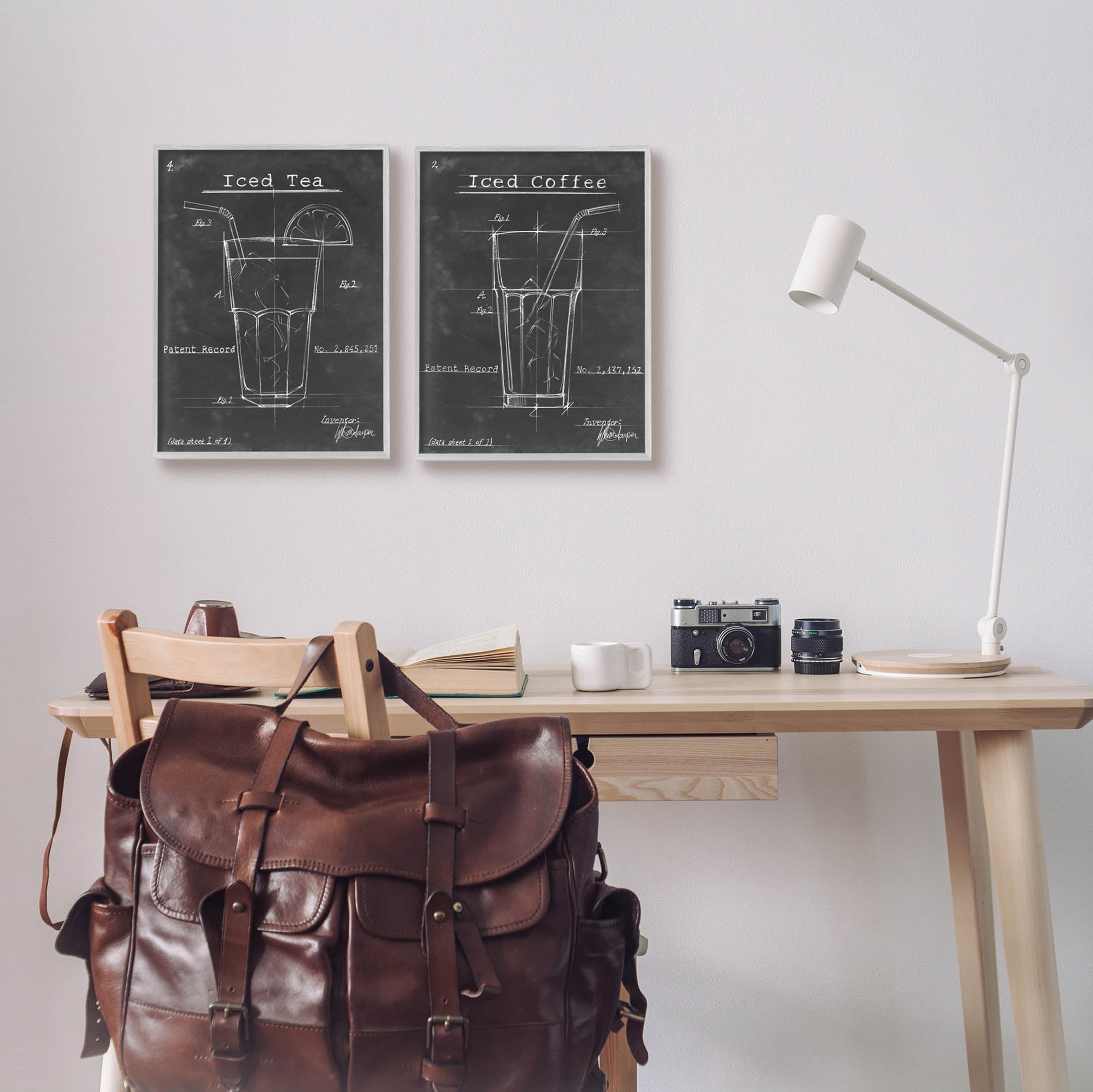 Stupell Industries Iced Coffee & Tea Diagram Graphic Art Gray Framed Art Print Wall Art, Set of 2, Design by Ethan Harper