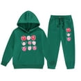 thumbnail image 5 of Girls Hooded Tracksuit 2PC Kids Pullover Sweatshirt Heart Graphics Boys Hoodies Jogging Pants Set 2 Pieces Sweatsuit for Age 2-13 Years Outfits(140 8-9 Years,Green), 5 of 6