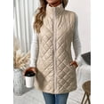 thumbnail image 7 of Cuteduck Women's Vest Fall Spring Sleeveless Stand Collar Long Lightweight Quilted Pocketed Zipper Casual Jacket S-2XL, 7 of 7
