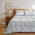 thumbnail image 2 of 100% Cotton Twin Sheets Set, 3 Pieces, Soft & Breathable Percale Weave Bedding, Deep Pocket 16", Hotel Standard, Crisp Cool Feel, Durable, Perfect Dyed Bed Sheet, Crown Blue, 2 of 8