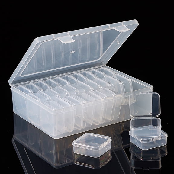 Bead Organizer Box, 31Pcs Small Beads Organizers and Storage Plastic Cases Mini Clear Dimond Storage Containers Boxes with Hinged Lid and Rectangle for Bracelet Making DIY Jewelry Craft Nail