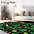 thumbnail image 2 of ODIKA 3'x5' Machine Washable Non-Slip Area Rug, Winter Wonderland Pine Tree Cluster with Ornament Embellishments High Traffic Rug, Black, 743697, 2 of 7