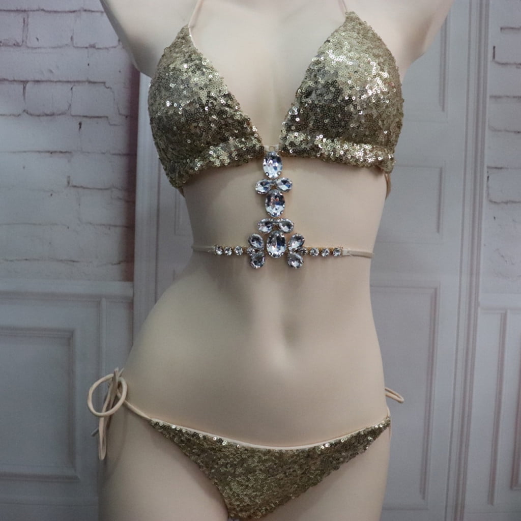 Verplicht De gasten boot Womens Bikini Swimsuits Two Piece Bathing Suit Casual Print Gold Xl -  Walmart.com