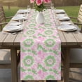 thumbnail image 4 of Tie Dye Abstract Table Runner, Ethnic Style Art Watercolor Pink Green Cotton Linen Kitchen Table Decoration Washable Dining Tabletop Runners for Home Party Decor 13x48 Inches, 4 of 9