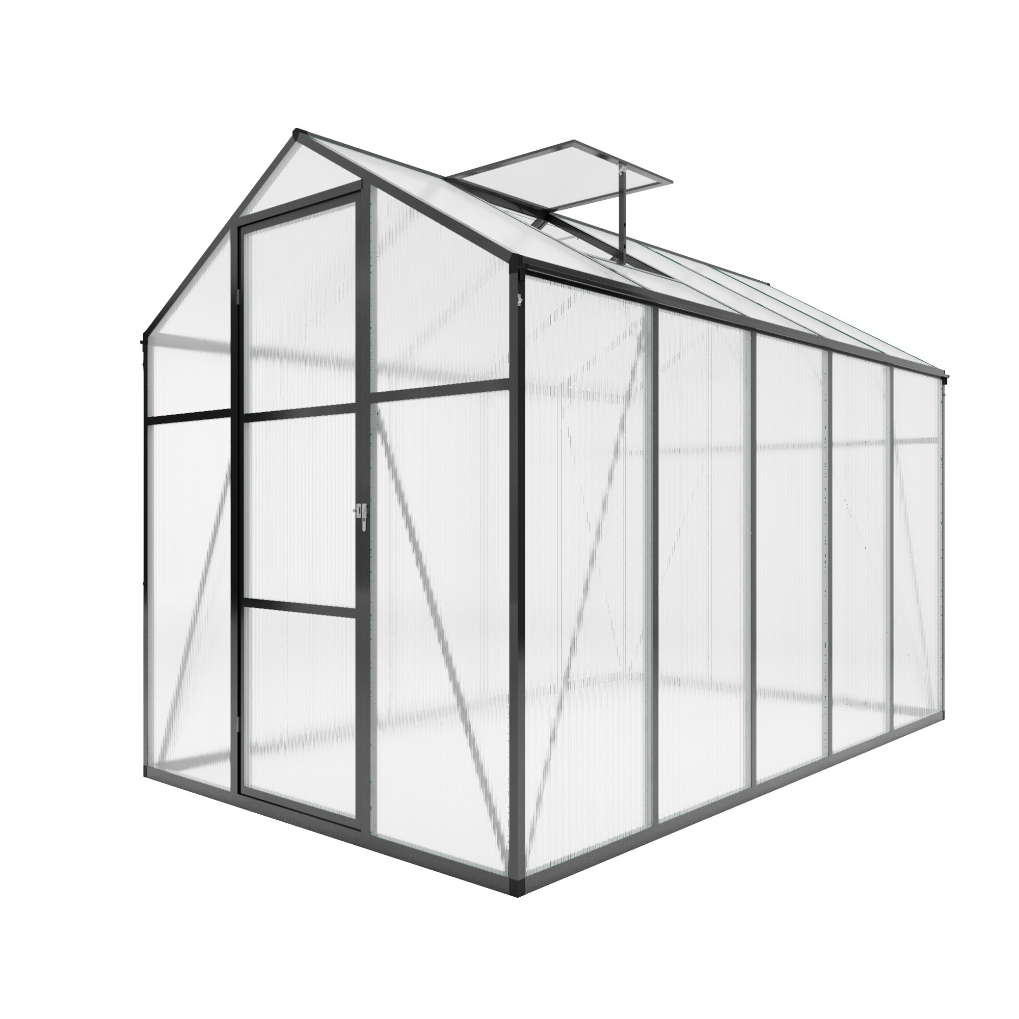 Vigo huseeo 6x10FT Extra-Height Version Polycarbonate Greenhouse, Walk-in Outdoor Greenhouse with Aluminum Frame for Backyard, Black