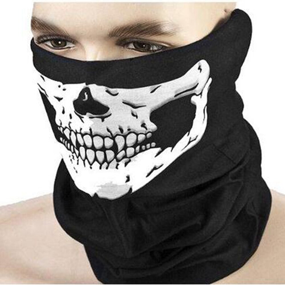 Skull Neck Scarf Face Mask Balaclava Headband Bandana SkI Motorcycle white& pink 