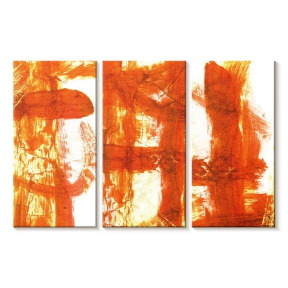 Elephant Stock Orange Abstract Wall Art - Horizontal Multi Panel Canvas - Living Room Wall Decor - Abstract Multi Panel - Orange And White Decor - 23" x 14"