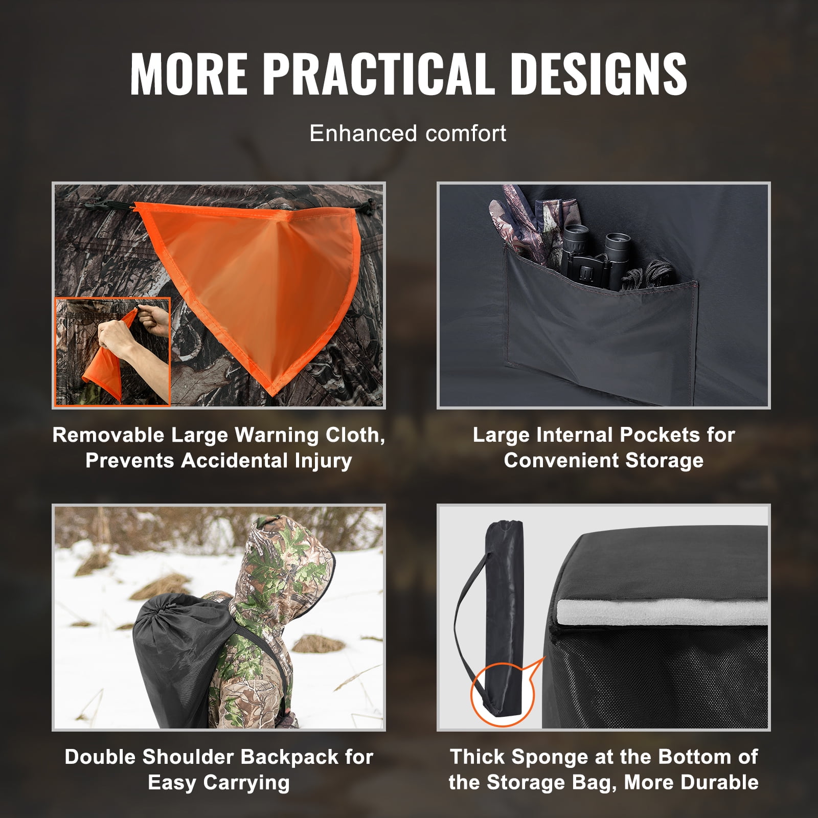 KFFKFF Hunting Shelter, 270° Visibility Ground Shelter, 4-5 Person Instant Setup Wildlife Blind with Transport Bag, Durable Outdoor Hunting Hub
