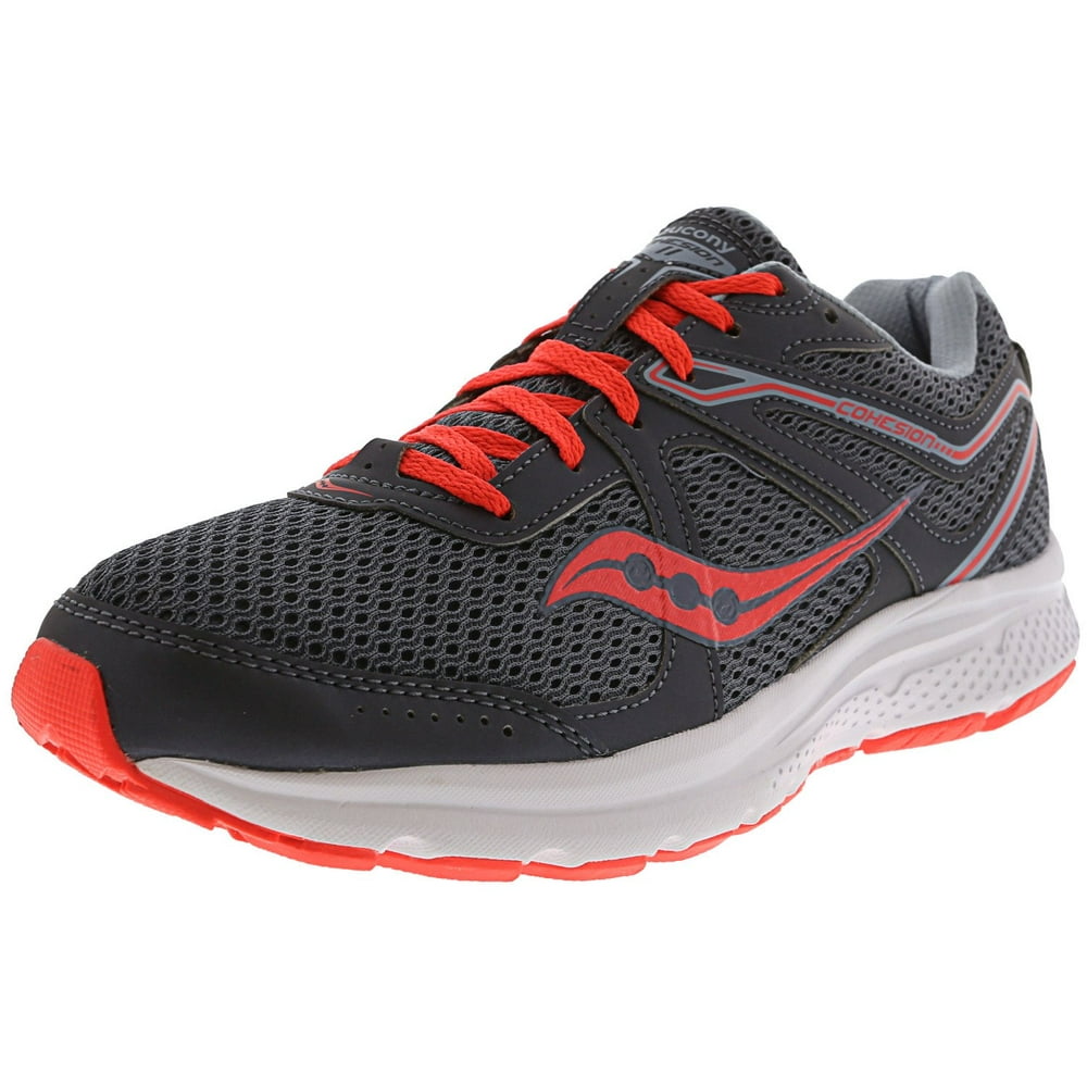 Saucony - Women's Grid Cohesion 11 Grey / Viz Red Ankle-High Mesh ...