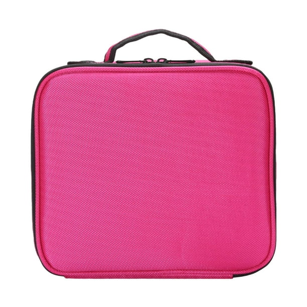 Estuche de maquillaje Beauty Box, neceser portátil con divisores ajustables, neceser de tocador Rosa