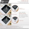 thumbnail image 6 of Stylish Dual Mount 16" Black Composite Granite Single Bowl Kitchen Sink with Strainer S-816N, 6 of 13