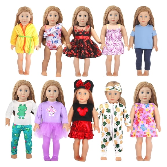 Doll clothing accessories, 6 sets of clothing for 18-inch dolls   2 pairs of shoes for 18-inch dolls   2 pairs of socks