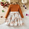thumbnail image 6 of FAOWME Big Girls Dresses Long Sleeve Round Neck Bow Floral Printed Elegant Fashion Dress For Autumn Winter Daily Wear Brown 3-4 Years, 6 of 6